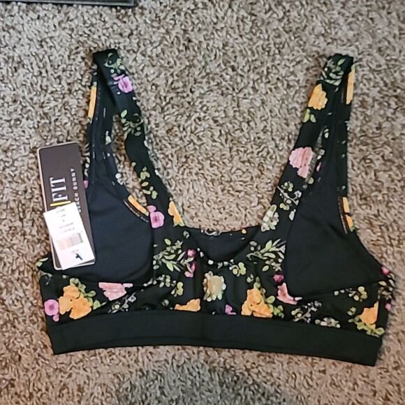 Black Floral B|Fit by Beach Bunny 'Riley' Sports Bra - 4 (Small) - Picture 4 of 4